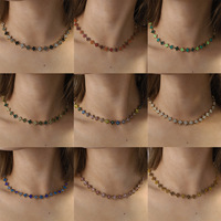 Collier de luxe en acier inoxydable avec zircon, plaqué or, bijoux colorés pour femmes, colliers en zircon cubique