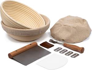 Pão Massa Reprovando Rising Rattan Basket <span class=keywords><strong>Liner</strong></span> para <span class=keywords><strong>Baking</strong></span> Bread Making Handmade Round Rattan Bread Reofing Basket Set - Product Image 3