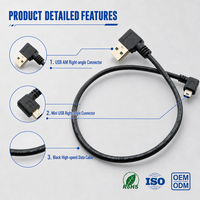Maßgefertigtes USB-A-Stecker 90 Grad zu Mini-USB 5-Pin Rechtwinkliges Kabel, Doppelt Abgewinkeltes USB 2.0 Hochgeschwindigkeitskabel