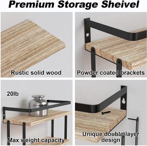 2 + 1 Tier Gỗ Mộc Mạc Treo Tường Nổi Kệ Set Khung Kim Loại Với Mô Giá Khăn Bar Tường Bằng Gỗ Kệ Để Lưu Trữ - Product Image 4