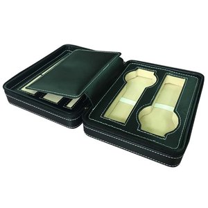 Boîte à montres en cuir double face multi-emplacements avec fermeture éclair, étui de voyage pour montres-bracelets en cuir, logo personnalisé imprimé, vente en gros - Product Image 1