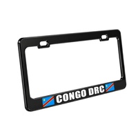 Cadre de plaque d'immatriculation personnalisé pour voiture du Congo RDC, cadre de plaque d'immatriculation sur mesure en acier inoxydable avec logo, contour de plaque d'immatriculation