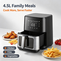 Friteuse à air numérique Dinehow 4,5 L 1400 W grande capacité sans huile multifonctionnelle pour cuisine, noire, vente en gros