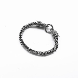 Yunnique Pulsera de cadena de acero de titanio con cabeza de dragón, regalo unisex para parejas, joyería, diseño geométrico - Product Image 2