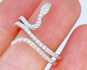 Snake Shape <b>Crystal</b> Accent <b>Ring</b> for Women Statement Fashion <b>Ring</b> Daily Party Accessories - Product Image 2