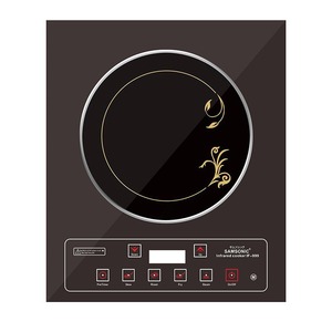 Placa de Cocción de Cerámica de 2 Quemadores, 500W de Alta Potencia, Doble Cabezal, Impermeable, Panel de Cristal Negro, Control Inteligente de Múltiples Niveles con Perilla, 24 Placas de Cocción de Cerámica - Product Image 1