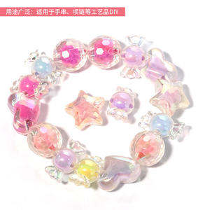 Wholesale Spot Candy Color Electroplated <b>Acrylic</b> Loose <b>Beads</b> <b>Plastic</b> Middle DIY Beaded Hairline Accessories - Product Image 6