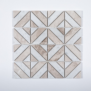 Mosaico del secolo pietra naturale marmo cucina Backsplash piastrelle mosaico Beige striscia <span class=keywords><strong>bianca</strong></span> bagno mosaico piastrelle decorazione della pavimentazione della parete - Product Image 6