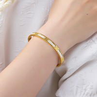 Gelang pasangan sederhana wanita, serbaguna, bergaya, tahan air, baja tahan karat bertatahkan zirkon