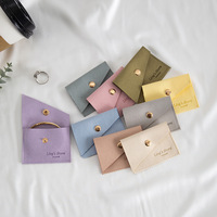 Pochette à bijoux en microfibre avec bouton pression et logo personnalisé, sac de rangement en daim multicolore pour boutique de bijoux, emballage cadeau