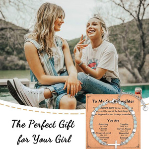 Pietra naturale croce <span class=keywords><strong>religiosa</strong></span> braccialetto con carta regali cristiani per <span class=keywords><strong>la</strong></span> figlia nipote sorella in Cristo nipote - Product Image 2