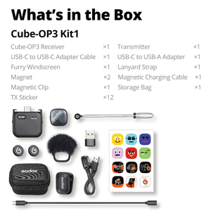 ไมโครโฟนลาวาเลียร์ไร้สาย Cube-OP3 g/odox, การตัดเสียงรบกวน, ไมโครโฟนไร้สายขนาดเล็กสำหรับการถ่ายวิดีโอและการสตรีมสด - Product Image 6