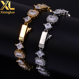 High Quality <b>Copper</b> Alloy Hip Hop Iced Unisex Engagement Wedding Gift <b>Bangle</b> Emerald Cut Zircon Hop Baguette Diamond - Product Image 2