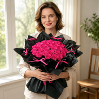 Groothandel Heet Roze Grote Ge conserveerde Rozenboeket Aangepaste Logo Langdurige Eeuwige Bloem Romantisch Valentijnscadeau voor Bruiloft