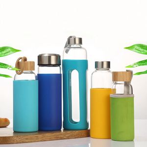 Bouteille d'eau en verre borosilicate haute qualité 500 ml 1000 ml avec logo personnalisé, réutilisable, avec couvercle métallique, pour boire directement, idéale pour le camping - Product Image 3