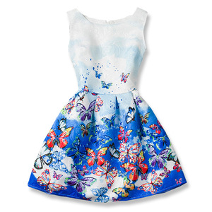 Vestito di disegno della farfalla del cotone blu delle <span class=keywords><strong>ragazze</strong></span> all'ingrosso <span class=keywords><strong>Online</strong></span> per la festa di compleanno - Product Image 1