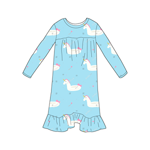 Popolare Vestito Autunnale a Maniche Lunghe per Bambine, <span class=keywords><strong>Pigiama</strong></span> Personalizzabile con Stampa per Bambine, Abbigliamento Quotidiano in Morbido Tessuto di Bambù - Product Image 5