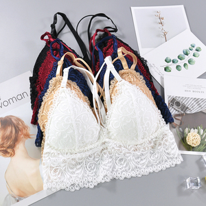 Wholesales Nylon Spandex Sexy Ladies Lace Flower <strong>Pads</strong> <strong>Removed</strong> Bralette Soft Sleeping <strong>Bra</strong> - Product Image 2