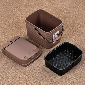 Cubo para Residuos de Té, Plástico, con Tapa Abatible, Rectangular, Color Caqui, Cubo de Basura Doméstico para Interiores, para Drenaje en Ceremonias de Té - Product Image 3