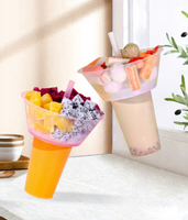 Tasse à hotpot et à thé au lait en PP jetable épaissie, très populaire, avec support pour poulet frit aux fruits à tenir au pouce, pour boissons