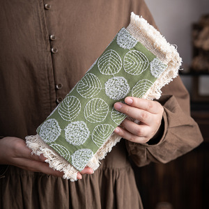 Tapis à thé rectangulaire brodé à la main en tissu avec pompon pour cérémonie du thé, isolant thermique, chemin de table - Product Image 3
