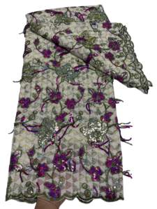 Tissu en dentelle africaine transparente respirante brodée à pois, tricoté uni 100 % polyester pour vêtements, sacs et accessoires pour femmes – Grande Vente - Product Image 4