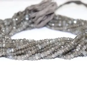 Natural Gray Moonstone Faceted Rondelle Gemstone Loose Beads Lot Strand For Jewelry Setting Shop Now From Manufacturer
