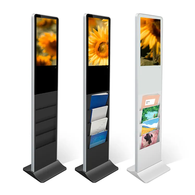 Fashion 21.5 stand alone LCD screen with magazine holder customized totem digital signage