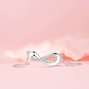 Collar De Acero Inoxidable Infinity Mobius Strip Zircon Necklace for Women Full Zircon Charm Clavicle <b>Chain</b> Necklace - Product Image 2
