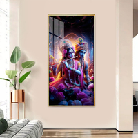 Art Mural Cristal et Porcelaine Ganesh Bouddha Haut de Gamme, Design Minimaliste Moderne, Décoration Murale Tableau Diamant pour Maison Contemporaine