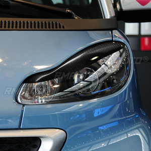 1 paire de couvre-phares en fibre de carbone véritable pour Mercedes-Benz Smart Fortwo W451 2007-2014, accessoires de voiture - Product Image 6