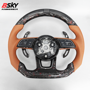 Volant en fibre de carbone décoré de feuilles d'or avec éclairage LED, compatible avec les modèles Audi A3 A4L A5 A6L A7 Q5L Q7 RS3 RS5 RS6 <span class=keywords><strong>RS7</strong></span> Q8 - Product Image 1