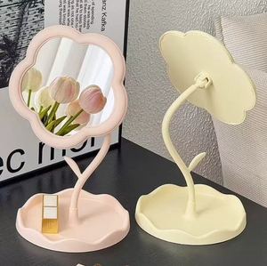 Espejo de Maquillaje de Escritorio de Plástico con Forma de Flor, Colores Variados, Creativo, Inspirado en Diseños Famosos, Estético, para Dormitorio, Venta al por Mayor - Product Image 5