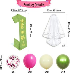 Decorazioni per Addio al Nubilato, Verde e Rosa Rosso |   Perfetto per Margarita, Addio al Nubilato, Festa Nuziale, Matrimonio - Product Image 3