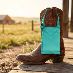Nouveau style – Porte-cartes compact en cuir PU pour femme, motif botte western, pour cartes de crédit, idéal pour bottes de cowboy, rodeo, extérieur - Product Image 3
