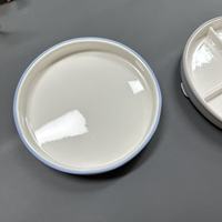 Assiette de séparation en céramique écologique sans Bpa assiette de vaisselle pour bébé avec étui en silicone ensemble de repas pour tout-petits