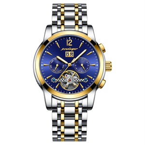 Montre-bracelet automatique mécanique de luxe POEDAGAR, tourbillon, étanche, date et jour, acier inoxydable, montre pour homme, Relogio Masculino - Product Image 1