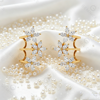 Gemnel Drei-Blumen-Marquise Weiße CZ Ohrstecker 925 Silber Krappenfassung Blumen-Ohrschmuck für Damen Hochzeit Party