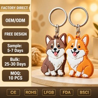 Porte-clés en PVC en forme de chien Corgi mignon, ensemble de porte-clés animaux de dessin animé avec accessoires métalliques pour les amoureux des animaux, cadeau OEM ODM en gros