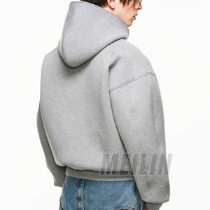Hoodie surdimensionné de luxe de haute qualité, 100% coton, épais, coupe courte, double couche, épaules tombantes, fermeture éclair, personnalisable - Product Image 2