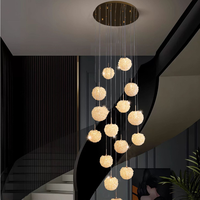 Lustres modernes en cristal à boules de litchi, suspensions longues à hauteur réglable pour escalier de villa