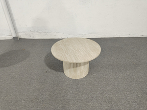 Modern Minimalist Style <strong>Circular</strong> Wooden Vertical Stripe Base Living Room <strong>Coffee</strong> <strong>Table</strong> - Product Image 4