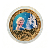 2026 Blonde Braid Girl Medallion Five Ice Crown Princess Designs Iron Plated Gold Acrylic Case