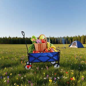 Chariot de camping pliable d'extérieur bleu en aluminium à quatre roues pour la plage et la randonnée - Product Image 2