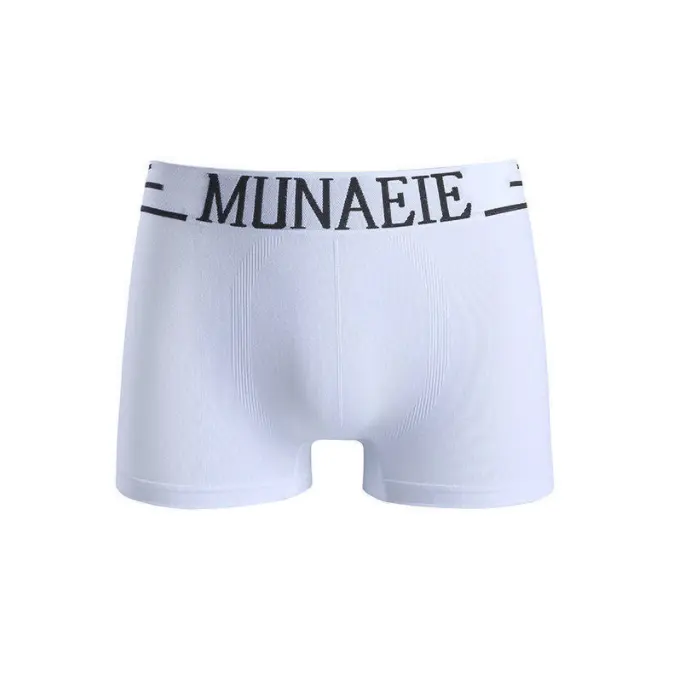 חלק Munafie גברים של תחתונים & מתאגרפים לנשימה נוחות ניילון גבוהה למתוח אמצע מותניים מתאגרף