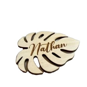 <b>Wooden</b> Monstera Leaf <b>Place</b> Cards Laser Cut Personalized <b>Name</b> Engraving Wedding Table Decor Handmade Gift - Product Image 4
