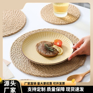Sets de table nordiques en coton tressé, dessous de verre en paille tressée, dessous de bol japonais en coton et lin, dessous de pot, pour table à manger - Product Image 5