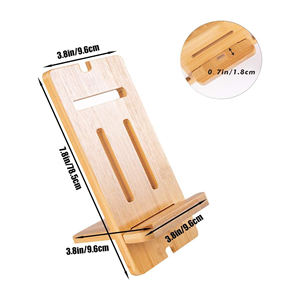 Бамбуковая подставка для телефона Складная универсальная подставка под регулируемый угол для мобильного телефона Настольный держатель для всех смартфонов E-Reader Tablet - Product Image 2