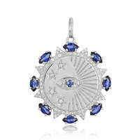 Collier pendentif en zircon aigue-marine en forme de marine, zircon cubique blanc et noir, collier pendentif en zircon pour femme en argent 925