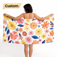 Serviette de plage en microfibre écologique imprimée, réutilisable, séchage rapide, légère, résistante, portable, compacte, logo personnalisé
